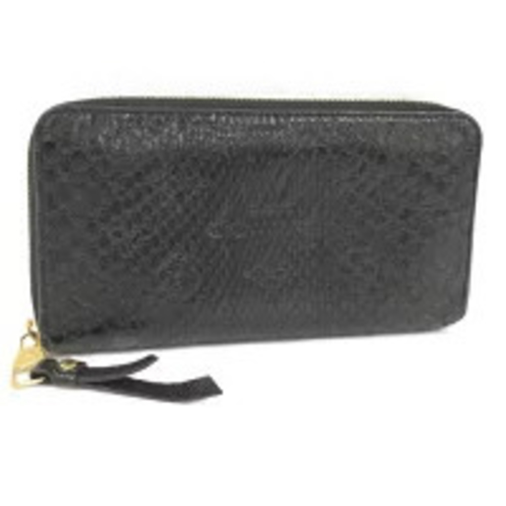 LOUIS VUITTON Round Zip Long Wallet Monogram Exotic Python Noir Black